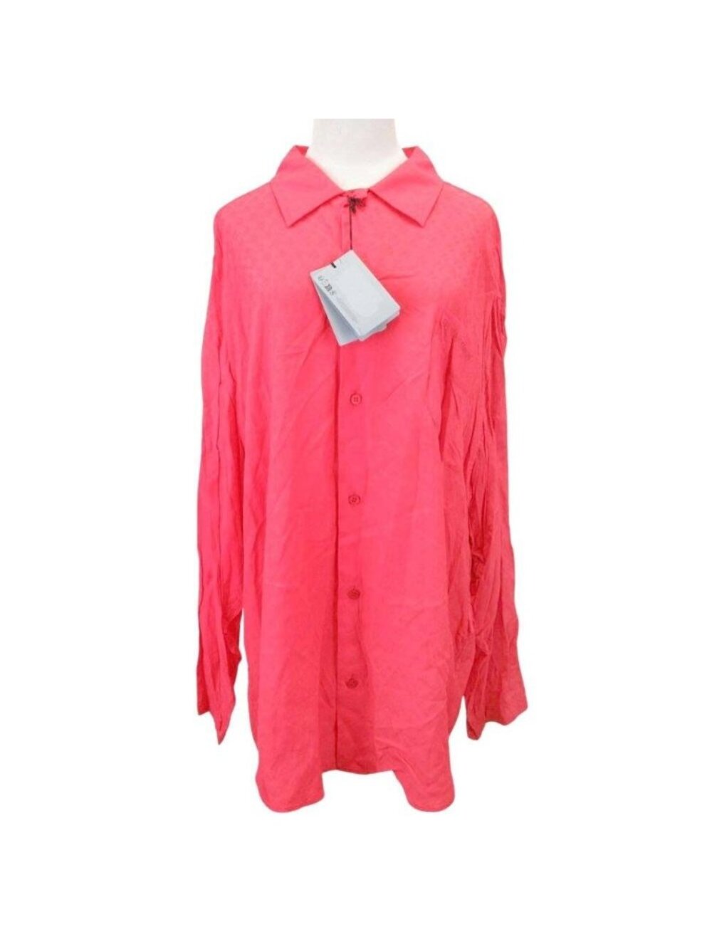 Balenciaga Rayon Jacquard Oversized Shirt Blouse I Love You Top Red 36